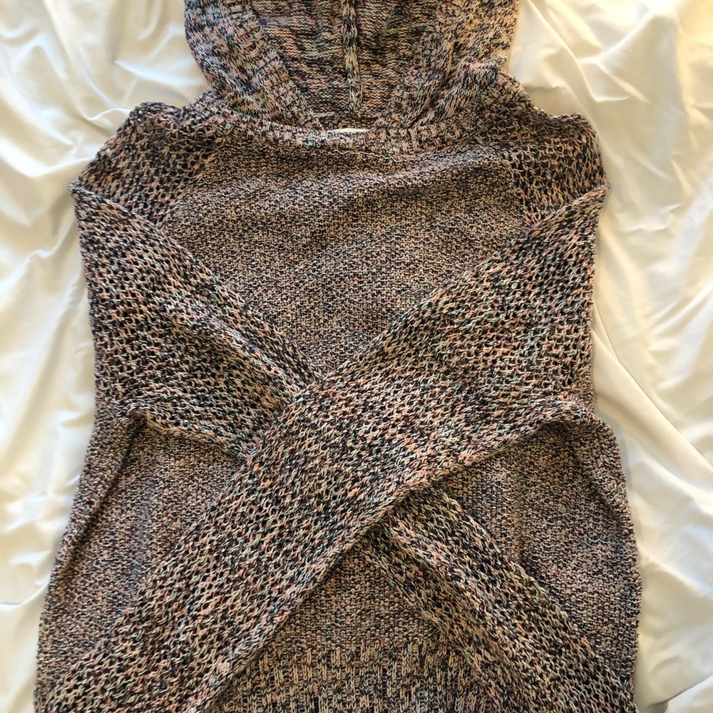 American eagle sweater, pink blue purple with hood